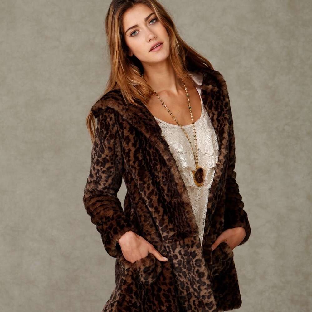 Free People Leopard Coat Small